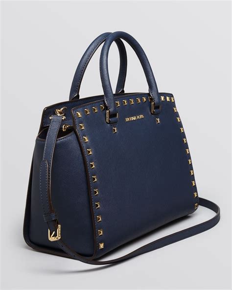 michael michael kors selma studded logo satchel|Michael Kors Womens Selma Satchel .